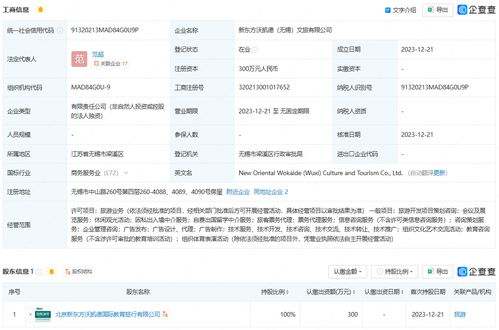 新東方文旅拓展長三角市場(chǎng)，在無錫與淮安成立新公司